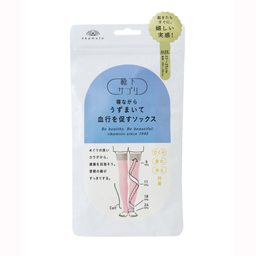 양말서플리 자면서 혈행촉진 양말 압박수면양말 23～25cm 핑크 214004 오카모토 일본제 
